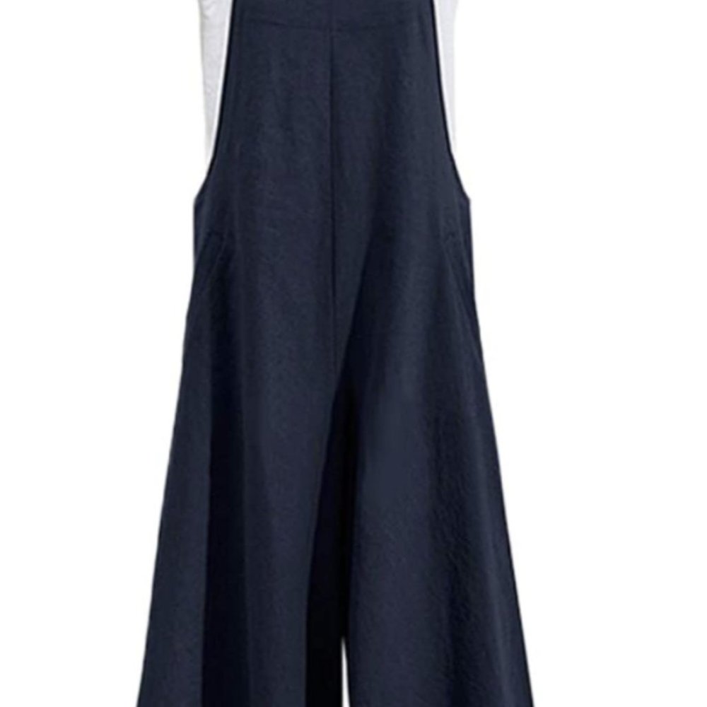 Casual Sleeveless Linen Onepiece Jumpsuit Loose Pants